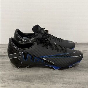Zoom Vapor 15 Academy FG/MG Nike Men's Black and Blue Zoom Athletic Shoes